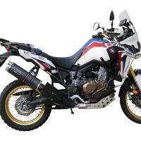 Scarico compatibile con Honda Crf 1000 L Africa Twin 2018-2020, Dual Poppy, Scarico omologato, silenziatore con db killer estraibile e raccordo specifico