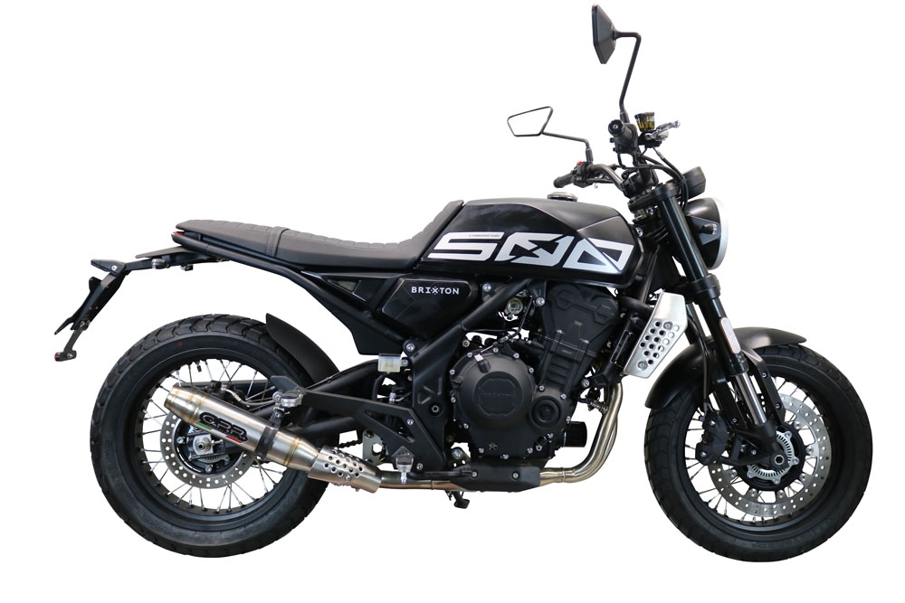 Scarico compatibile con Brixton CroSsfire 500 X 2020-2021, Deeptone Inox, Scarico omologato, silenziatore con db killer estraibile e raccordo specifico