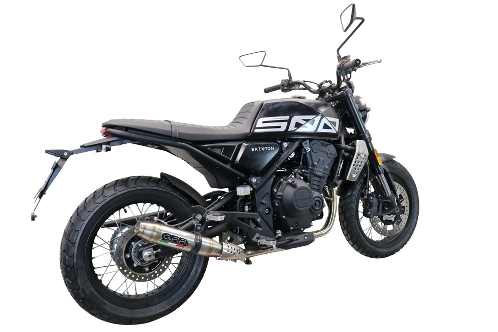 Scarico compatibile con Brixton CroSsfire 500 X 2020-2021, Deeptone Inox, Scarico omologato, silenziatore con db killer estraibile e raccordo specifico