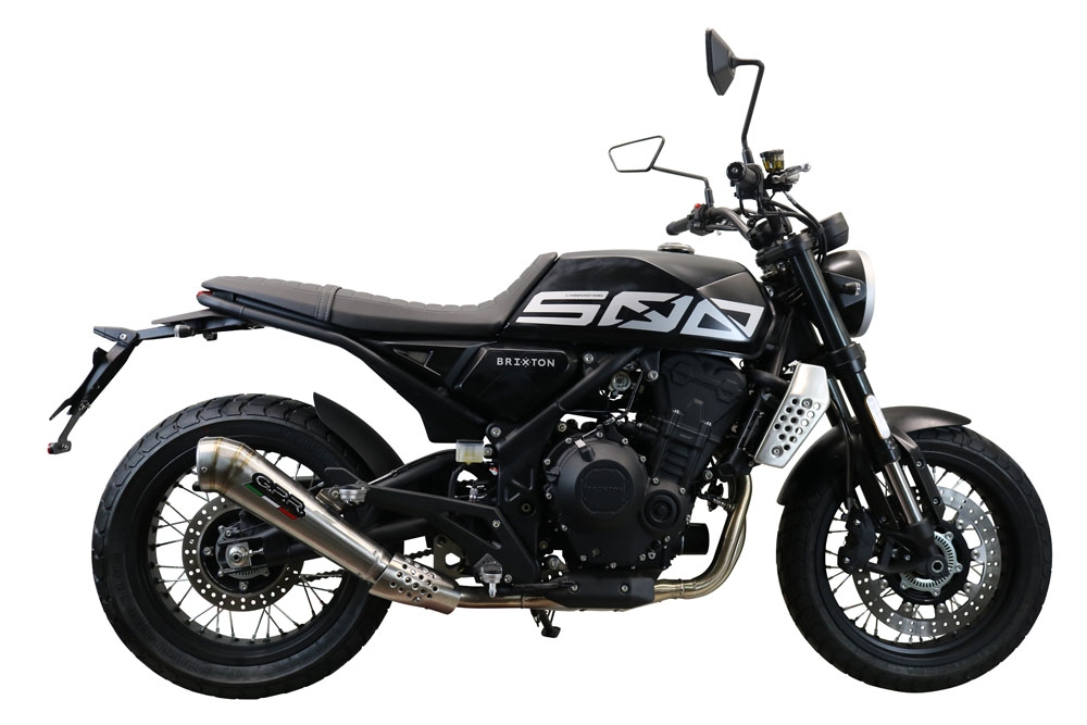 Scarico compatibile con Brixton CroSsfire 500 X 2022-2023, Powercone Evo, Scarico omologato, silenziatore con db killer estraibile e raccordo specifico