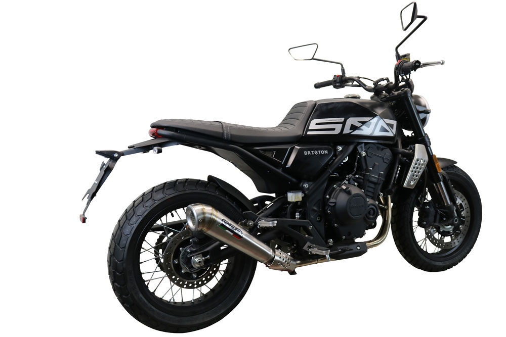 Scarico compatibile con Brixton CroSsfire 500 X 2022-2023, Powercone Evo, Scarico omologato, silenziatore con db killer estraibile e raccordo specifico