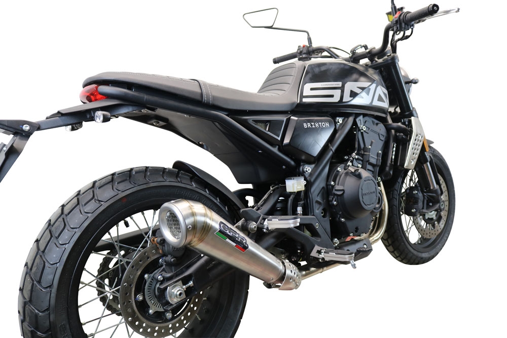 Scarico compatibile con Brixton CroSsfire 500 X 2022-2023, Powercone Evo, Scarico omologato, silenziatore con db killer estraibile e raccordo specifico