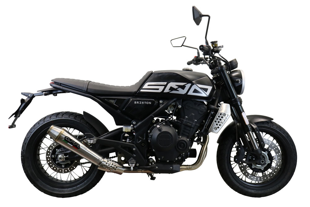 Scarico compatibile con Brixton CroSsfire 500 X 2022-2023, Ultracone, Scarico omologato, silenziatore con db killer estraibile e raccordo specifico
