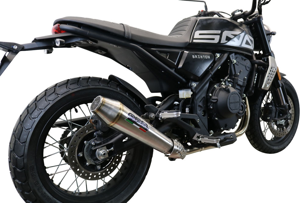 Scarico compatibile con Brixton CroSsfire 500 X 2022-2023, Ultracone, Scarico omologato, silenziatore con db killer estraibile e raccordo specifico