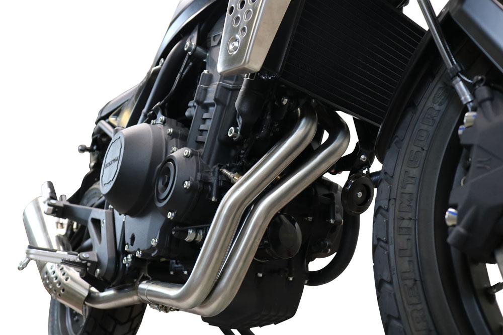 Scarico compatibile con Brixton CroSsfire 500 X 2022-2023, Decatalizzatore, Collettore decatalizzore, applicazione racing
