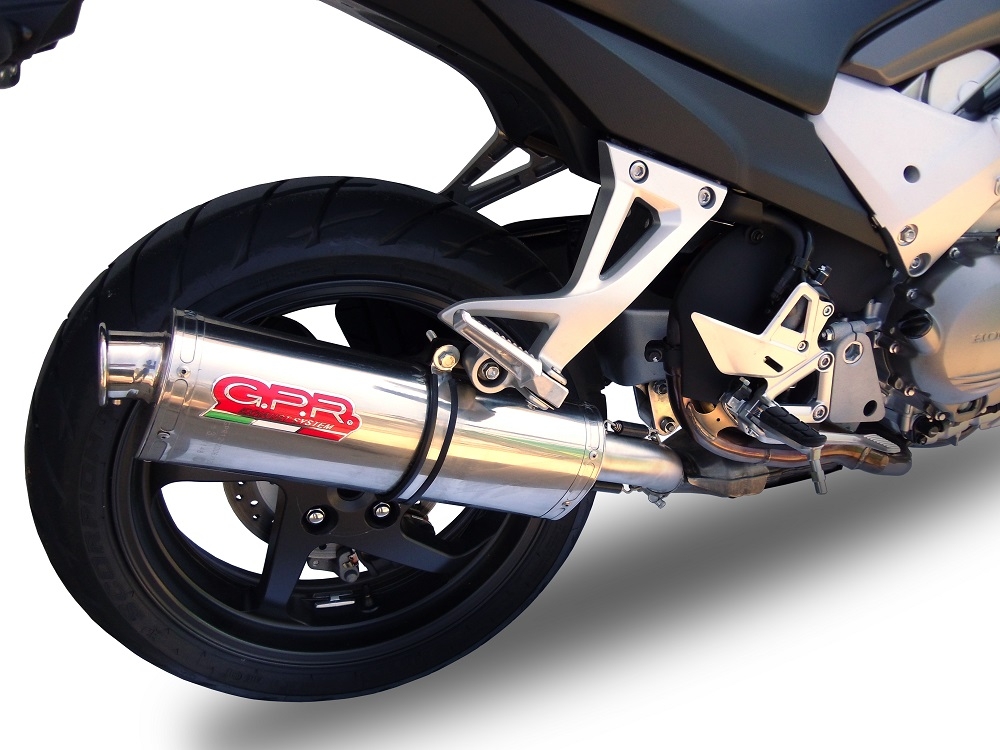Exhaust system compatible with Honda Crossrunner 800 Vfr 800 X 2011-2014, Trioval, Homologated legal slip-on exhaust including removable db killer and link pipe 