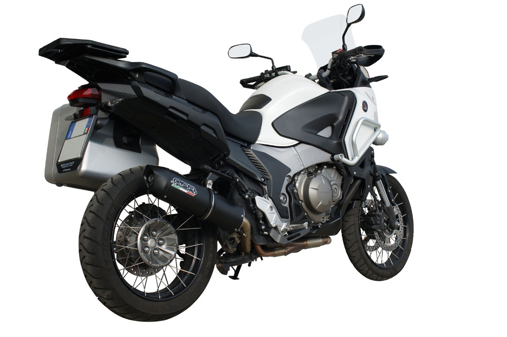 Exhaust compatible with Honda VFR1200X Crosstourer 2011-2016, Furore Nero, Homologated legal slip-on exhaust including removable db killer and link pipe 
