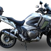 Exhaust compatible with Honda VFR1200X Crosstourer 2017-2020, Furore Evo4 Nero, Homologated legal slip-on exhaust including removable db killer and link pipe 
