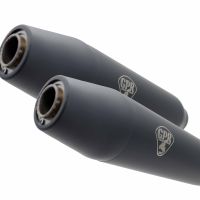 Exhaust system compatible with Moto Guzzi 1000 GT 1987-1993, Deeptone Black Cafè Racer, Dual universal Homologated legal silencer kit, including removable db killer, without link pipes 