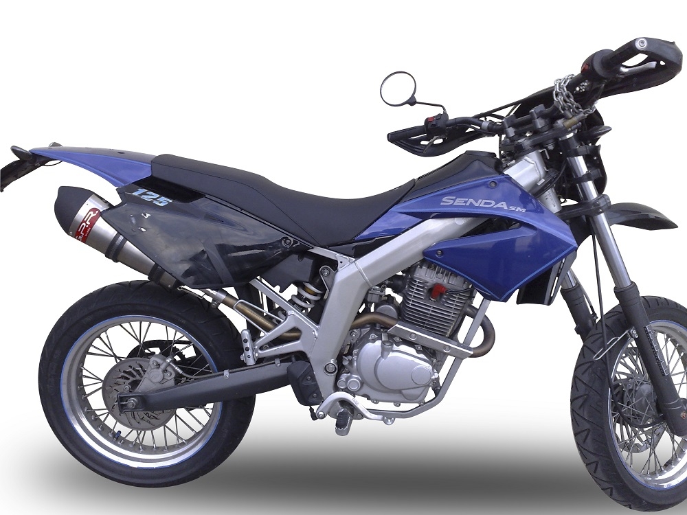 Exhaust compatible with Derbi Senda Drd 125 R -SM 2009-2013, Gpe Ann. titanium, Homologated legal slip-on exhaust including removable db killer and link pipe 