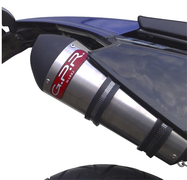 Exhaust compatible with Derbi Senda Drd 125 R -SM 2009-2013, Gpe Ann. titanium, Homologated legal slip-on exhaust including removable db killer and link pipe 