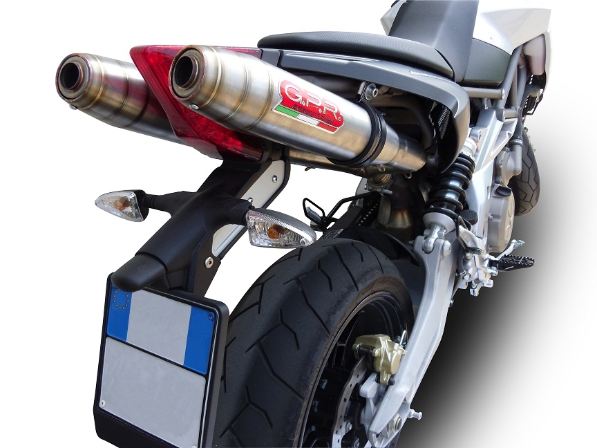 Scarico GPR compatibile con  Aprilia Dorsoduro 750  2008-2016, Deeptone Inox, Coppia di silenziatori di scarico racing, con raccordo, articolo senza omologazione
