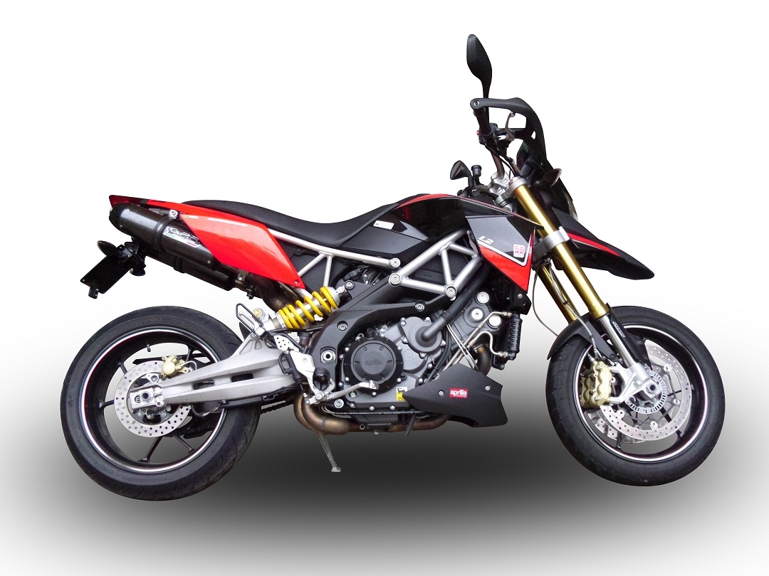 Exhaust system compatible with Aprilia Dorsoduro 1200 2011-2016, GP Evo4 Poppy, Dual Homologated legal slip-on exhaust including removable db killers and link pipes 