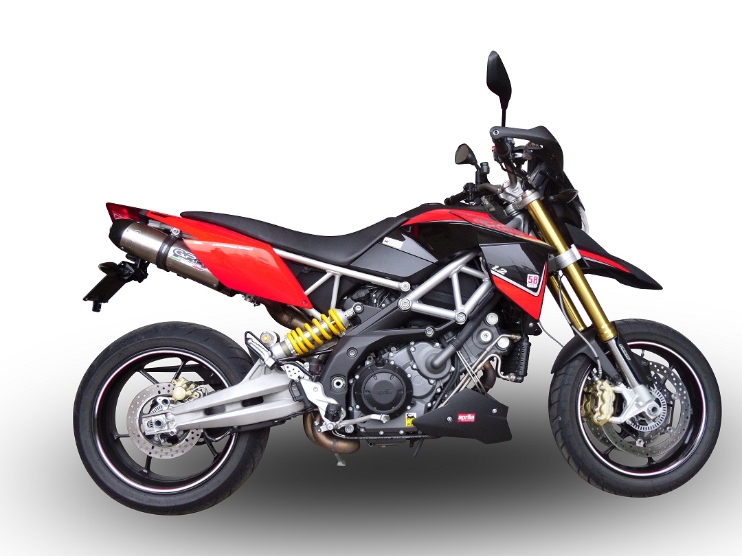 Exhaust system compatible with Aprilia Dorsoduro 1200 2011-2016, GP Evo4 Titanium, Dual Homologated legal slip-on exhaust including removable db killers and link pipes 