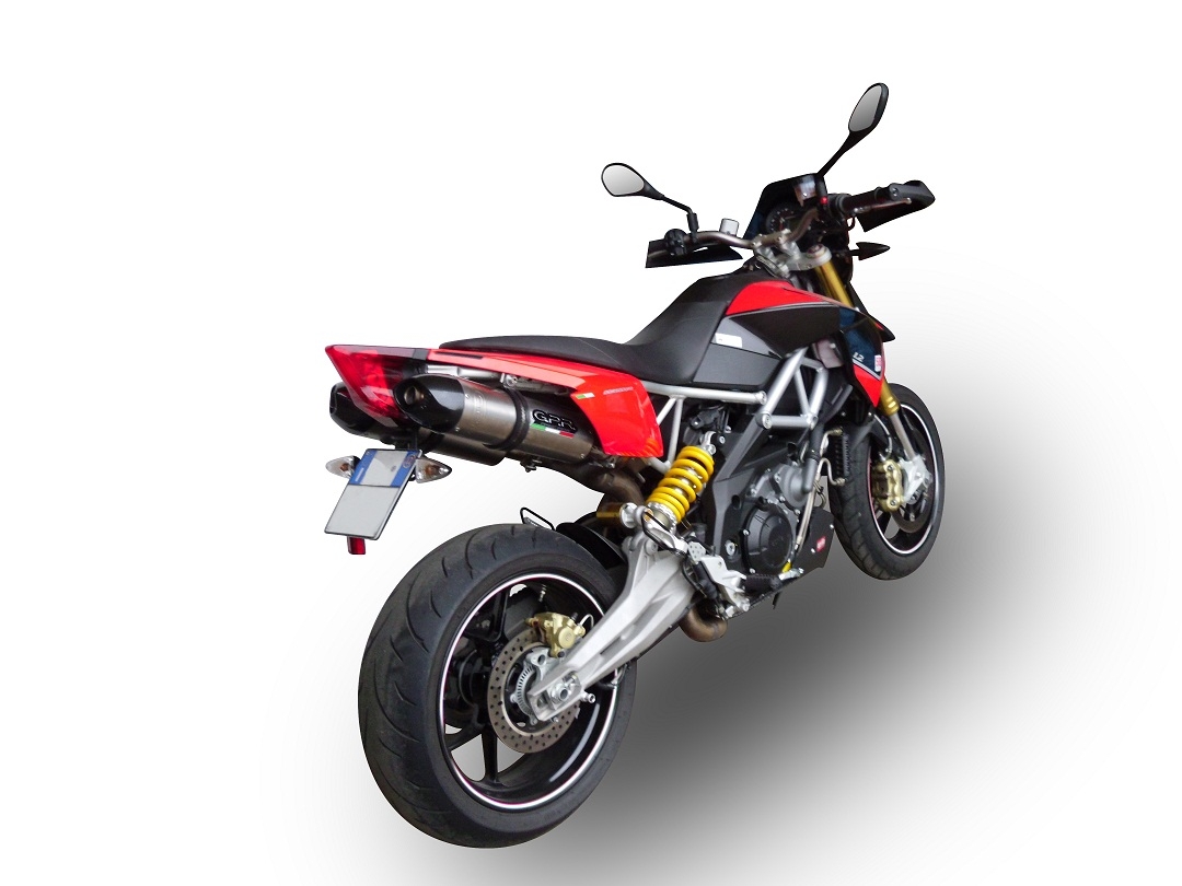 Exhaust system compatible with Aprilia Dorsoduro 1200 2011-2016, GP Evo4 Titanium, Dual Homologated legal slip-on exhaust including removable db killers, link pipes and catalysts 