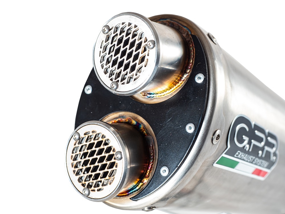 Exhaust compatible with Cf Moto 800 Mt Touring 2022-2024, Dual Titanium, Homologated legal slip-on exhaust including removable db killer and link pipe 