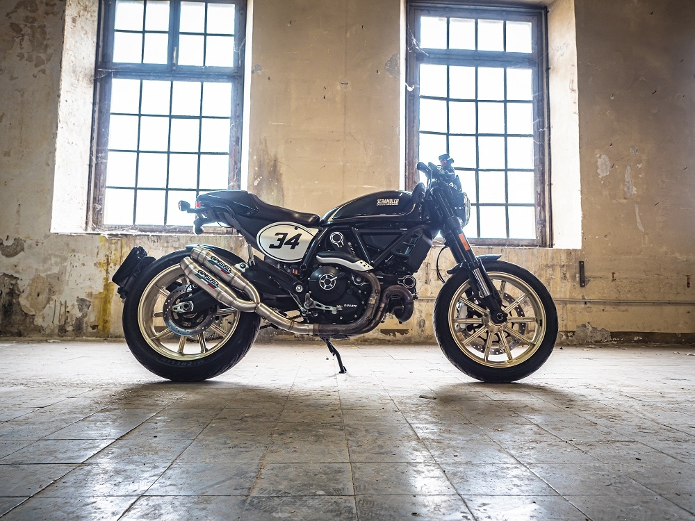 Exhaust compatible with Ducati Scrambler 800 2017-2020, Deeptone Inox, Dual Homologated legal slip-on exhaust including removable db killers, link pipes and catalysts 
