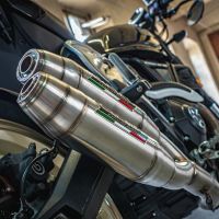Scarico compatibile con Ducati Scrambler 800 2017-2020, Deeptone Inox, Coppia di terminali di scarico omologati, forniti con db killer removibile, catalizzatori e raccordi specifici