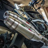 Exhaust compatible with Ducati Scrambler 800 2017-2020, Deeptone Inox, Dual Homologated legal slip-on exhaust including removable db killers, link pipes and catalysts 
