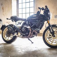 Exhaust compatible with Ducati Scrambler 800 2017-2020, Furore Evo4 Nero, Homologated legal slip-on exhaust including removable db killer, link pipe and catalyst 