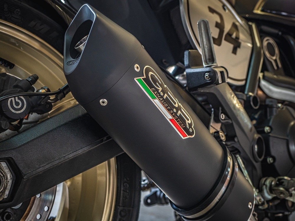 Exhaust compatible with Ducati Scrambler 800 2017-2020, Furore Evo4 Nero, Homologated legal slip-on exhaust including removable db killer, link pipe and catalyst 
