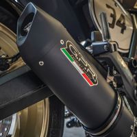 Exhaust compatible with Ducati Scrambler 800 2017-2020, Furore Evo4 Nero, Homologated legal slip-on exhaust including removable db killer, link pipe and catalyst 