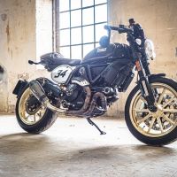 Scarico compatibile con Ducati Scrambler 800 2017-2020, GP Evo4 Poppy, Terminale di scarico omologato,fornito con db killer estraibile,catalizzatore e collettore