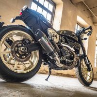 Scarico compatibile con Ducati Scrambler 800 2015-2016, Gpe Ann. Poppy, Terminale di scarico omologato,fornito con db killer estraibile,catalizzatore e collettore