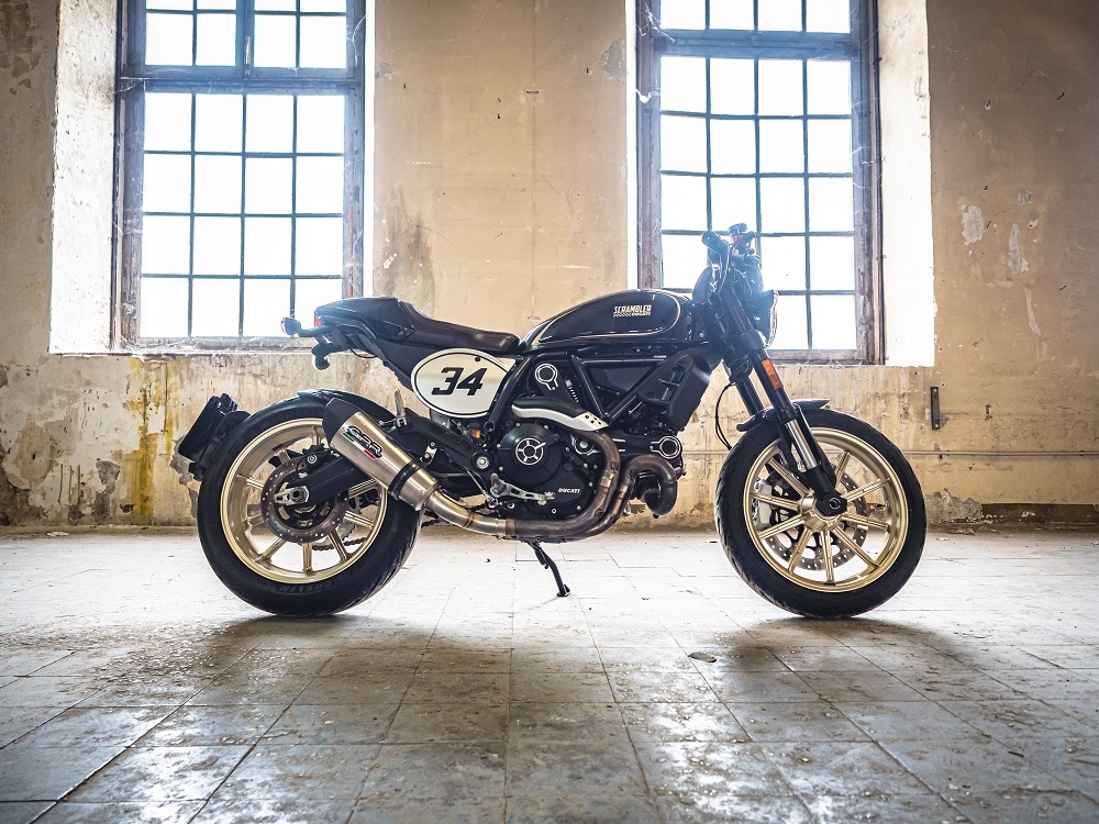 Exhaust compatible with Ducati Scrambler 800 2017-2020, GP Evo4 Titanium, Homologated legal slip-on exhaust including removable db killer, link pipe and catalyst 