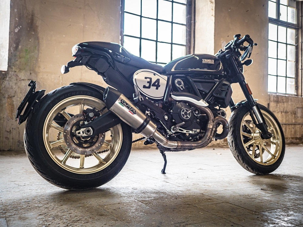 Exhaust compatible with Ducati Scrambler 800 2017-2020, GP Evo4 Titanium, Homologated legal slip-on exhaust including removable db killer, link pipe and catalyst 