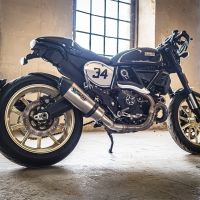 Scarico compatibile con Ducati Scrambler 800 2017-2020, GP Evo4 Titanium, Terminale di scarico omologato,fornito con db killer estraibile,catalizzatore e collettore