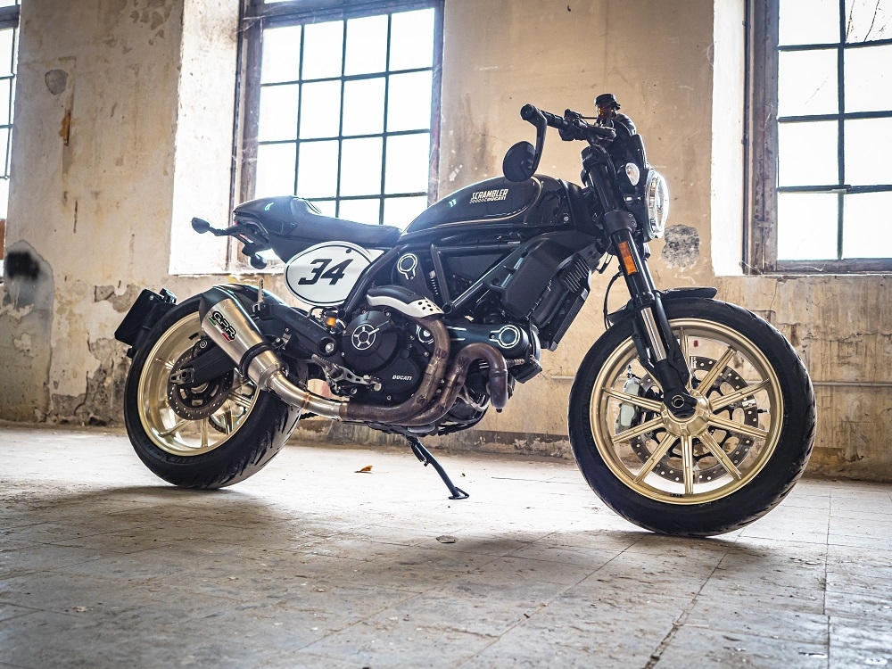 Exhaust compatible with Ducati Scrambler 800 2017-2020, GP Evo4 Titanium, Homologated legal slip-on exhaust including removable db killer, link pipe and catalyst 
