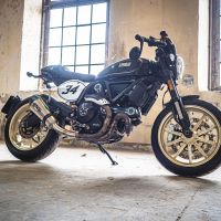 Scarico compatibile con Ducati Scrambler 800 2017-2020, GP Evo4 Titanium, Terminale di scarico omologato,fornito con db killer estraibile,catalizzatore e collettore