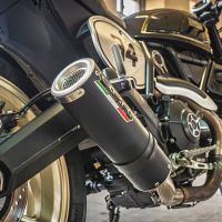 Exhaust system compatible with Ducati Scrambler 800 2015-2016, M3 Black Titanium, Homologated legal slip-on exhaust including removable db killer and link pipe 