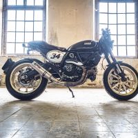 Exhaust compatible with Ducati Scrambler 800 2017-2020, M3 Titanium Natural, Homologated legal slip-on exhaust including removable db killer, link pipe and catalyst 