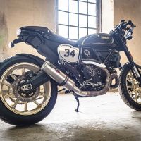 Exhaust compatible with Ducati Scrambler 800 2017-2020, M3 Titanium Natural, Homologated legal slip-on exhaust including removable db killer, link pipe and catalyst 