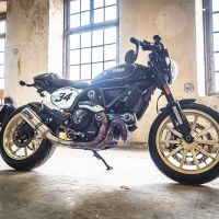 Exhaust compatible with Ducati Scrambler 800 2017-2020, M3 Titanium Natural, Homologated legal slip-on exhaust including removable db killer, link pipe and catalyst 