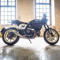 Scarico compatibile con Ducati Scrambler 800 2015-2016, Powercone Evo, Scarico omologato, silenziatore con db killer estraibile e raccordo specifico