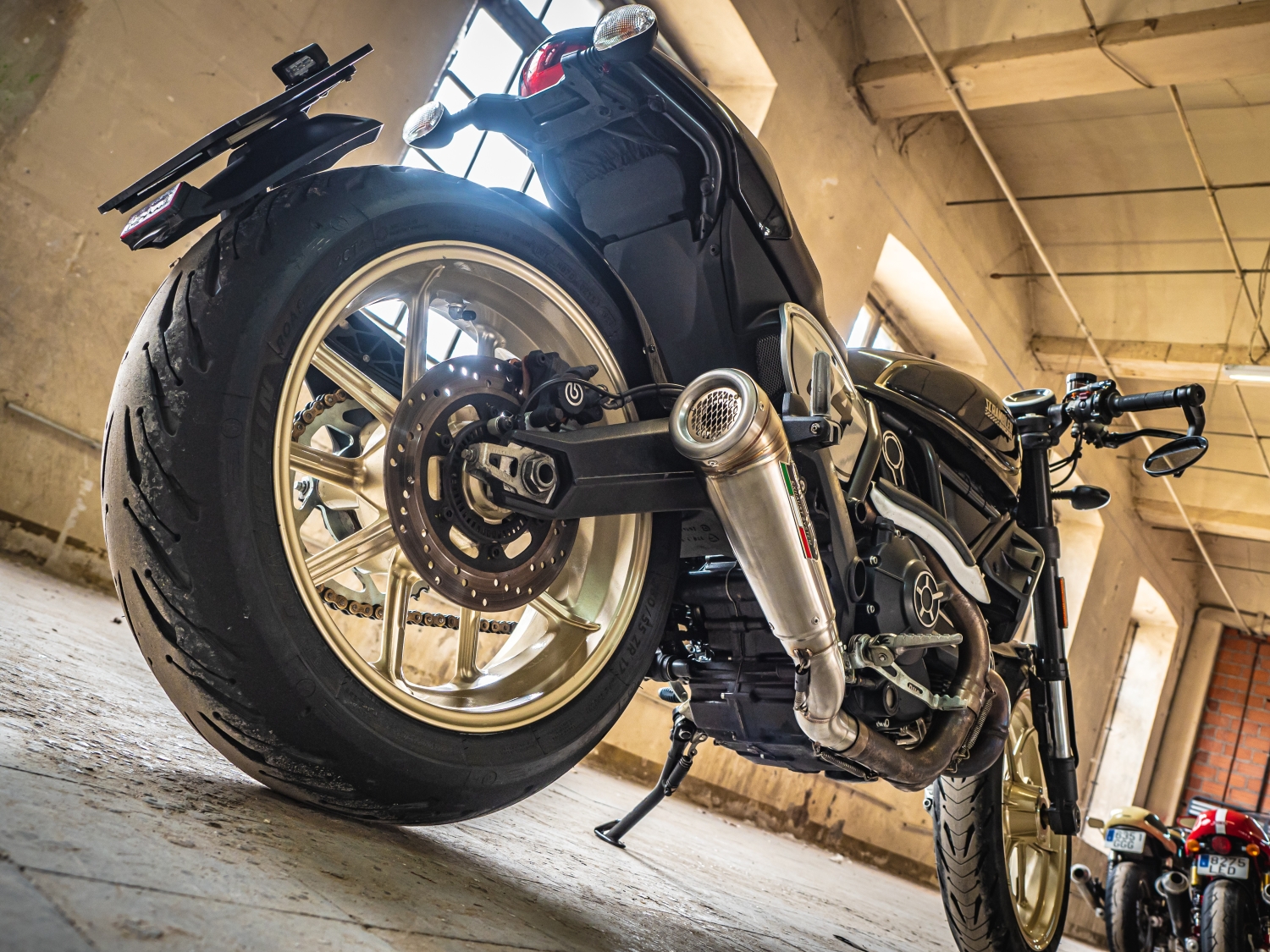 Scarico compatibile con Ducati Scrambler 800 2015-2016, Powercone Evo, Scarico omologato, silenziatore con db killer estraibile e raccordo specifico