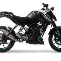 Scarico compatibile con Ktm Duke 200 2012-2016, Deeptone Inox, Scarico omologato, silenziatore con db killer estraibile e raccordo specifico