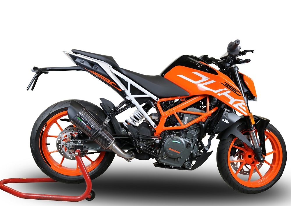 Scarico compatibile con Ktm Rc 390 2017-2020, GP Evo4 Poppy, Scarico omologato, silenziatore con db killer estraibile e raccordo specifico