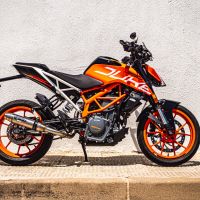 Scarico compatibile con Ktm Duke 390 2013-2016, Deeptone Inox, Scarico omologato, silenziatore con db killer estraibile e raccordo specifico