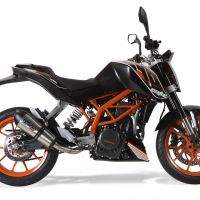 Scarico compatibile con Ktm Duke 390 2013-2016, Gpe Ann. titanium, Terminale di scarico omologato, fornito con db killer estraibile, catalizzatore e raccordo specifico