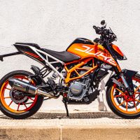 Scarico compatibile con Ktm Duke 250 2017-2020, GP Evo4 Poppy, Scarico omologato, silenziatore con db killer estraibile e raccordo specifico