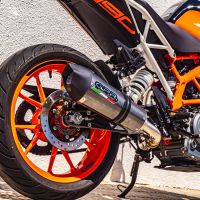 Scarico compatibile con Ktm Duke 250 2017-2020, GP Evo4 Poppy, Scarico omologato, silenziatore con db killer estraibile e raccordo specifico