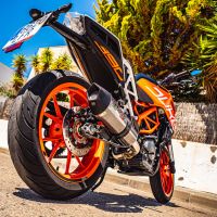 Scarico compatibile con Ktm Duke 250 2017-2020, GP Evo4 Poppy, Scarico omologato, silenziatore con db killer estraibile e raccordo specifico