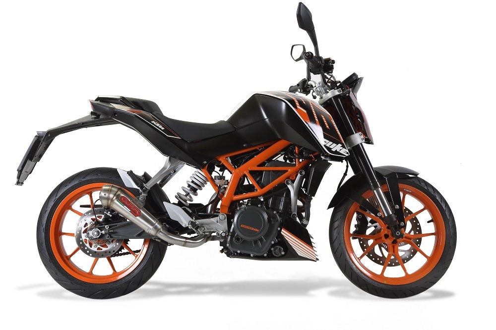 Exhaust system compatible with Ktm Duke 390 2013-2016, Powercone Evo, Homologated legal slip-on exhaust including removable db killer, link pipe and catalyst 