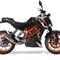 Scarico compatibile con Ktm Duke 390 2013-2016, Powercone Evo, Terminale di scarico omologato, fornito con db killer estraibile, catalizzatore e raccordo specifico