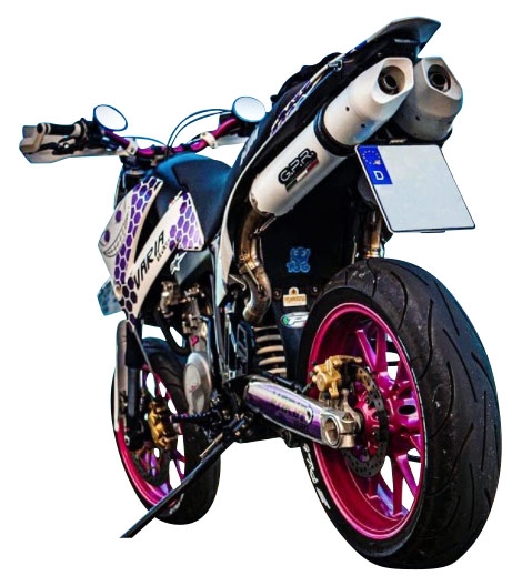 Exhaust compatible with Ktm Duke II 2000-2006, Albus Ceramic, Dual Homologated legal slip-on exhaust including removable db killers and link pipes 