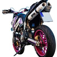 Exhaust compatible with Ktm Duke II 2000-2006, Albus Ceramic, Dual Homologated legal slip-on exhaust including removable db killers and link pipes 